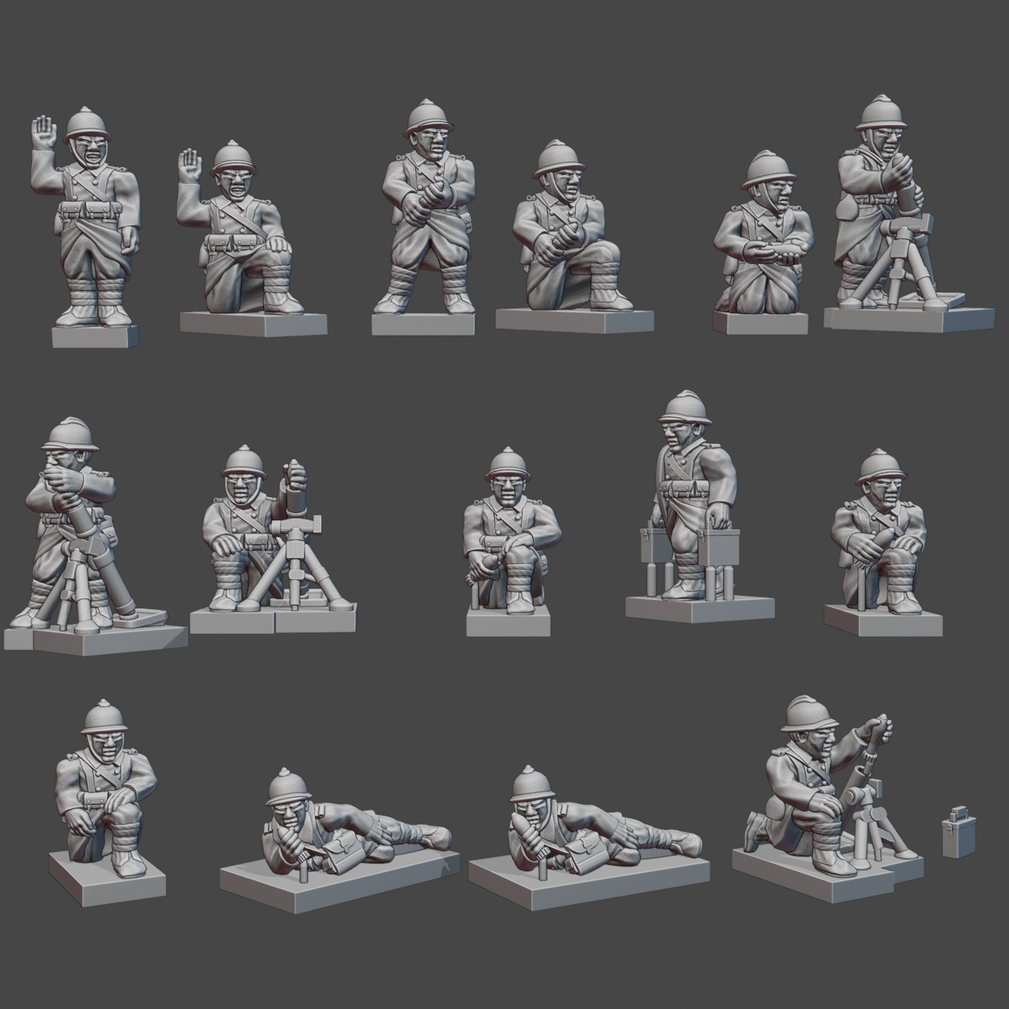 French WW2 60mm & 81mm Mortars & Crews (1939-40) in Double-breasted Greatcoats WWII-FR-7
